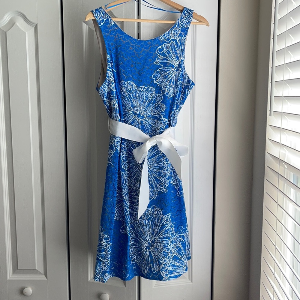Blue and white sun dress